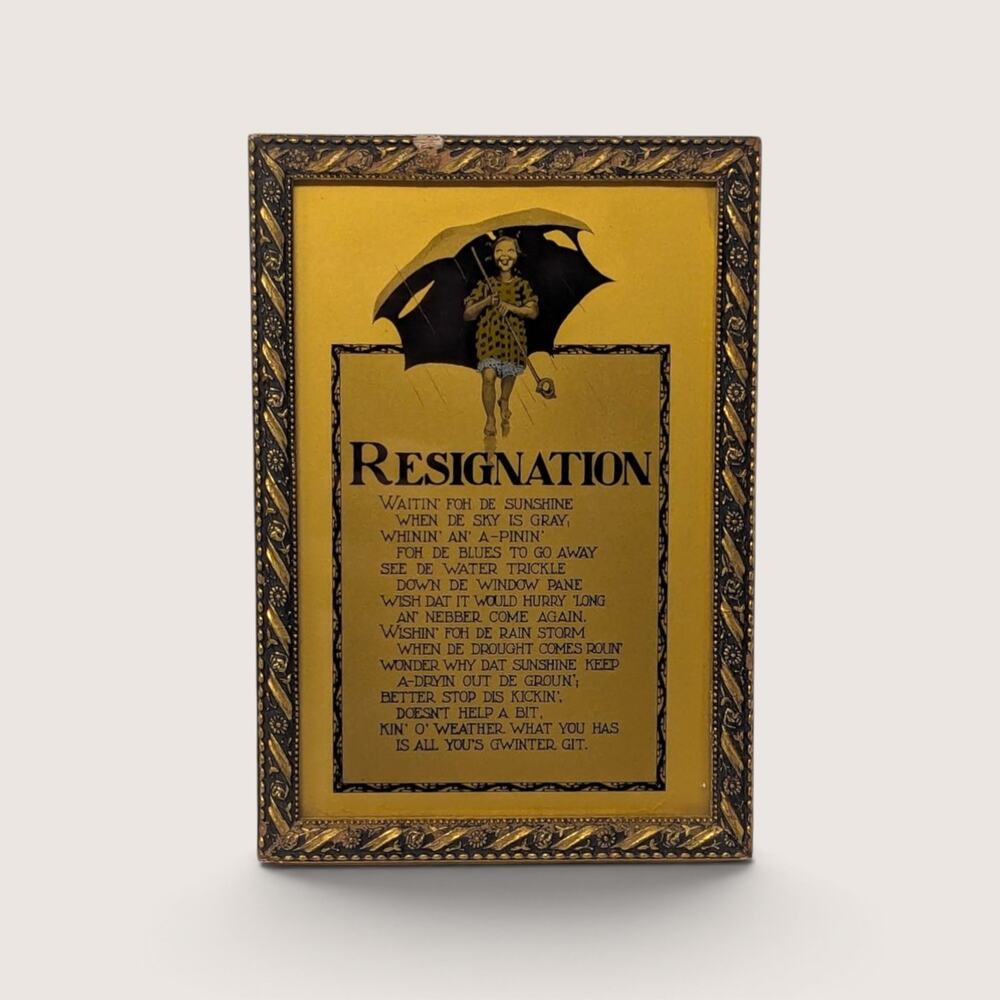 Vintage Resignation Poem Framed Folk Art Print